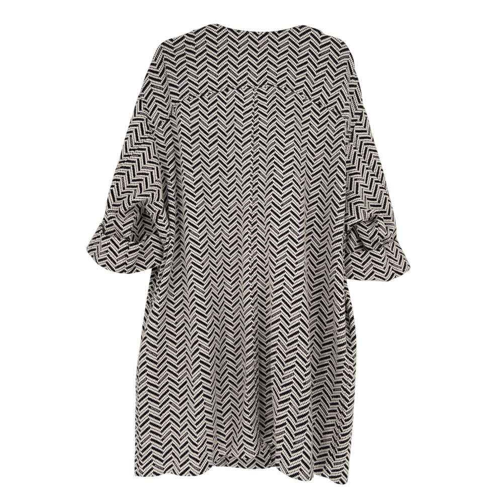 Chicos Chevron Longline Jacket Black White Open Front Snap Cardigan Women Size 3 - Picture 4 of 4